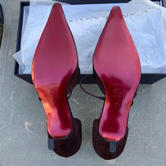 NEW LISTING: Ramon Tenza Vibrant Brown Suede Stilettos - Picture 9 of 16